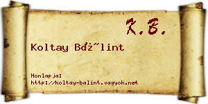 Koltay Bálint névjegykártya