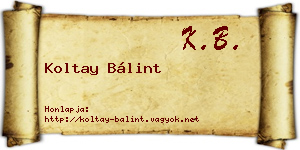 Koltay Bálint névjegykártya